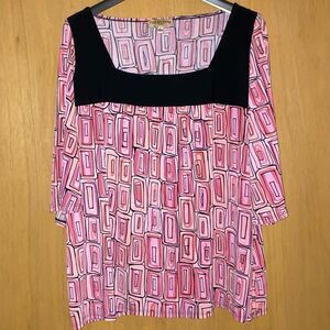 Pink and orange square neck top Size 1X